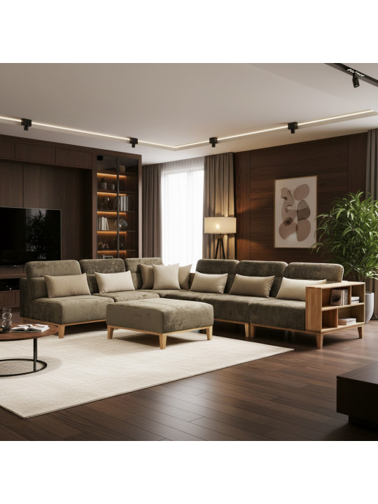 Диван HOBEL CORNER WOOD DARK CAPPUCCINO MONACO 5/ INFINITY 103/INFINITY 290 L(5) 