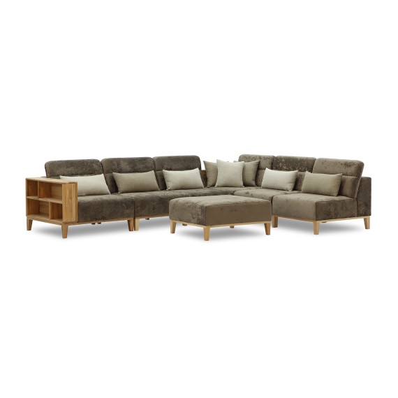 Sofa HOBEL CORNER WOOD DARK CAPPUCCINO MONACO 5/ INFINITY 103/INFINITY 290 R(5) 