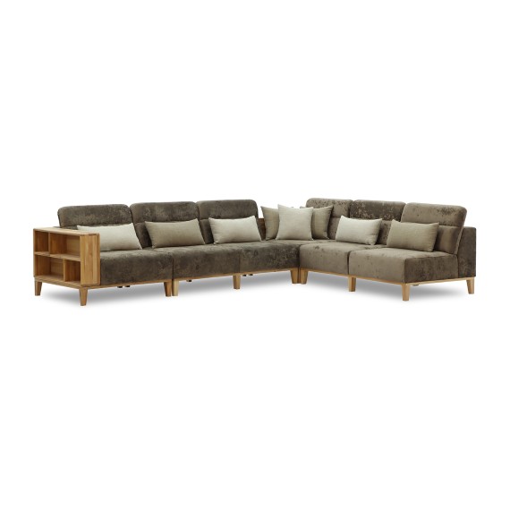 Sofa HOBEL CORNER WOOD DARK CAPPUCCINO MONACO 5/ INFINITY 103/INFINITY 290 R(5) 