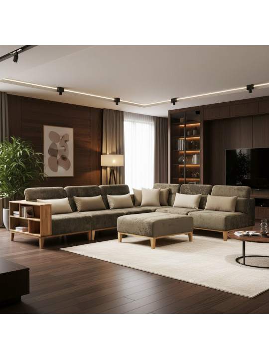 Բազմոց HOBEL CORNER WOOD DARK CAPPUCCINO MONACO 5/ INFINITY 103/INFINITY 290 R(5) 