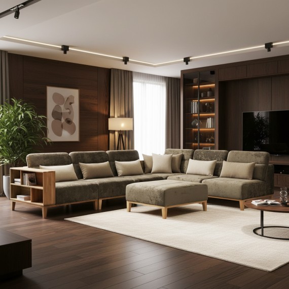 Sofa HOBEL CORNER WOOD DARK CAPPUCCINO MONACO 5/ INFINITY 103/INFINITY 290 R(5) 