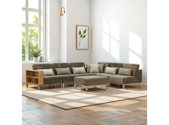 Sofa HOBEL CORNER WOOD DARK CAPPUCCINO MONACO 5/ INFINITY 103/INFINITY 290 R(5) 