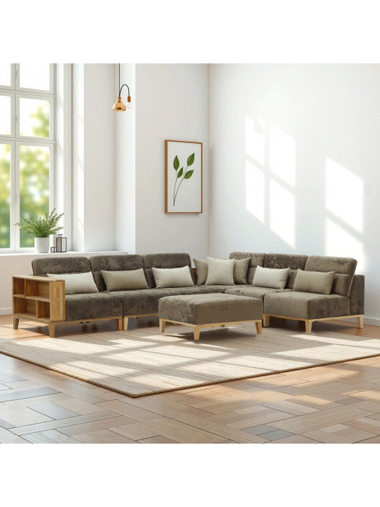 Sofa HOBEL CORNER WOOD DARK CAPPUCCINO MONACO 5/ INFINITY 103/INFINITY 290 R(5) 