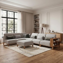 Диван HOBEL CORNER WOOD GREY AMAZON 5 / INFINITY 991 / NIAGARA GREY L (5) 