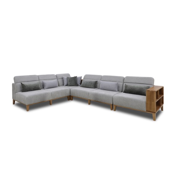 Sofa HOBEL CORNER WOOD GREY AMAZON 5 / INFINITY 991 / NIAGARA GREY L (5) 