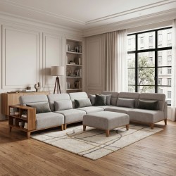 Диван HOBEL CORNER WOOD GREY AMAZON 5 / INFINITY 991 / NIAGARA GREY R (5) 