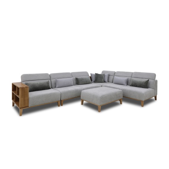 Sofa HOBEL CORNER WOOD GREY AMAZON 5 / INFINITY 991 / NIAGARA GREY R (5) 