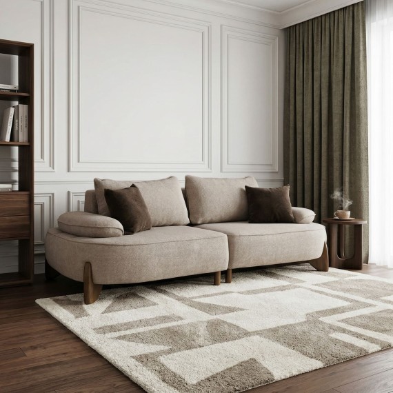 Բազմոց HOBEL DANIA 2 STR OAK CREAM BONCUK 4/ BROWN BELLA 6 (3) 