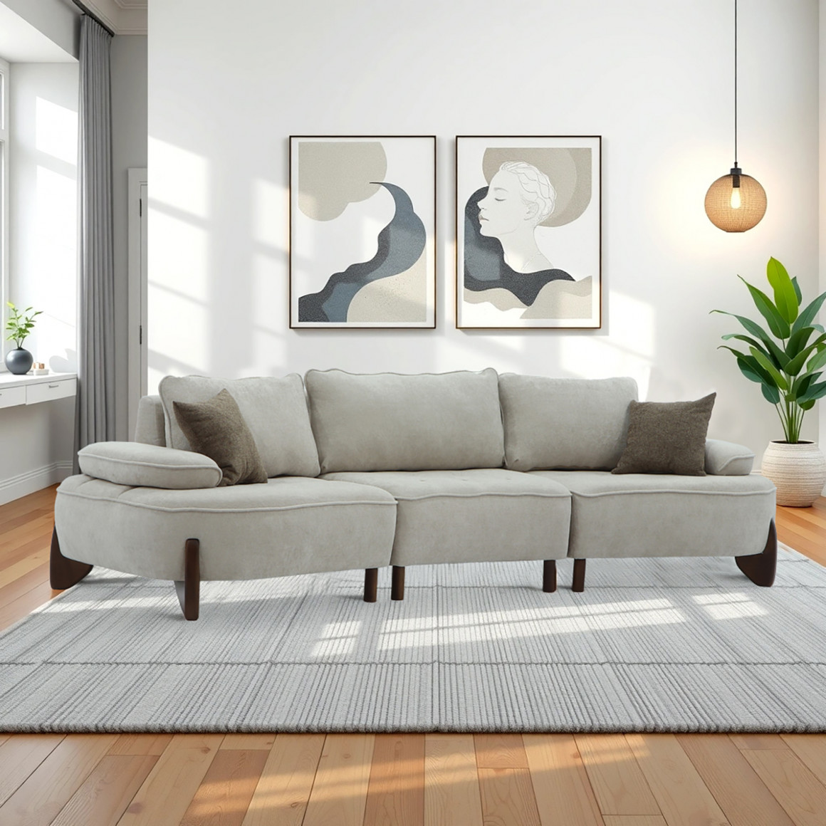 Sofa HOBEL DANIA 3 STR CREAM BONCUK 4/ BROWN BEATTO 1012 (3) 