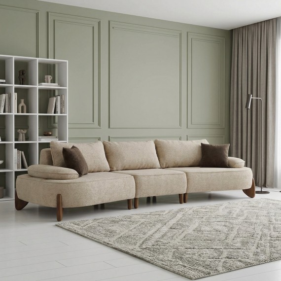 Sofa HOBEL DANIA 3 STR OAK CREAM BONCUK 4/ BROWN BELLA 6 (4) 