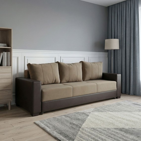 Диван HOBEL ERICA 2000 F/P BROWN 3673/ CREAM LEONARDO 3 (4) 