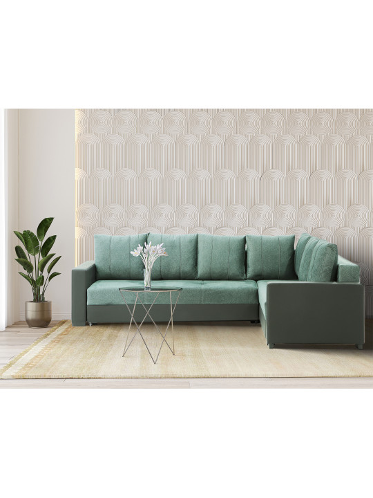 Sofa HOBEL CORNER ERICA BLACK 4503/GREEN MOCASSI 5515 R(6) 