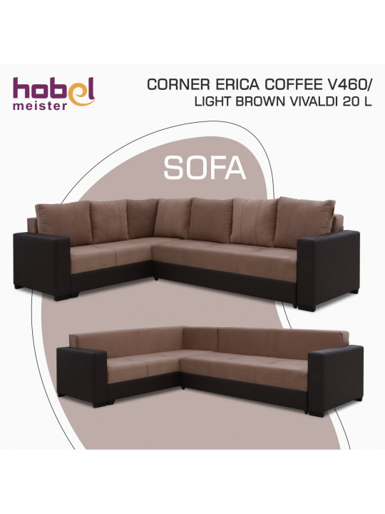 Բազմոց HOBEL CORNER ERICA COFFEE V460/ LIGHT BROWN VIVALDI 20 L(6) 