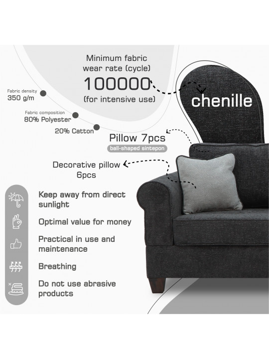 Sofa HOBEL CORNER EVA DARK GREY BETTO 1078/ GREY FOREVER 900 (6) 