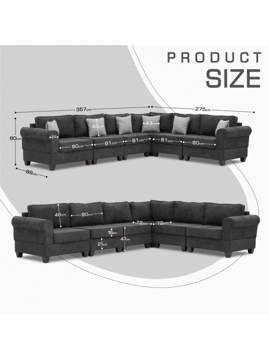Sofa HOBEL CORNER EVA DARK GREY BETTO 1078/ GREY FOREVER 900 (6) 