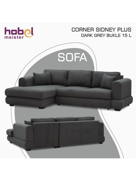 Բազմոց HOBEL CORNER SIDNEY PLUS DARK GREY BUKLE 15 L (3) 