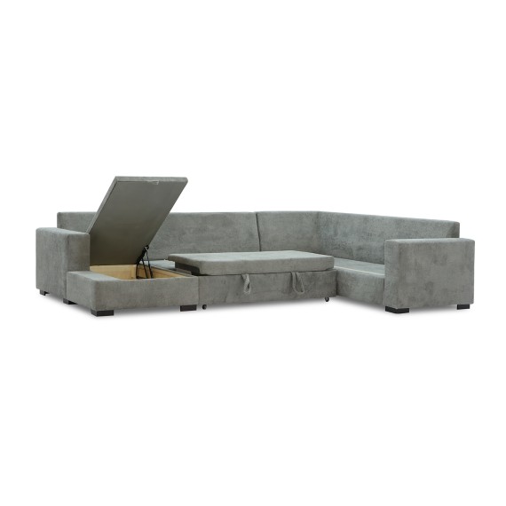 Диван HOBEL CORNER JASMIN F/R LIGHT GREY BELLA 13 / GONZA 1002/ BENORRY 1005 R (7) 
