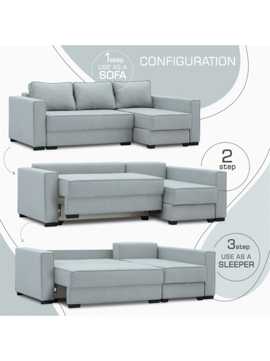 Բազմոց HOBEL CORNER LIZA PLUS D/P GREY SCANDI 18 R (5) 