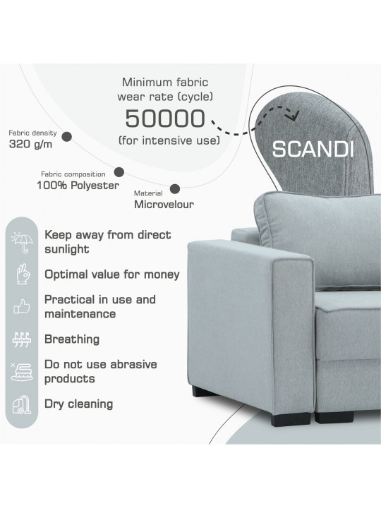 Բազմոց HOBEL CORNER LIZA PLUS D/P GREY SCANDI 18 R (5) 