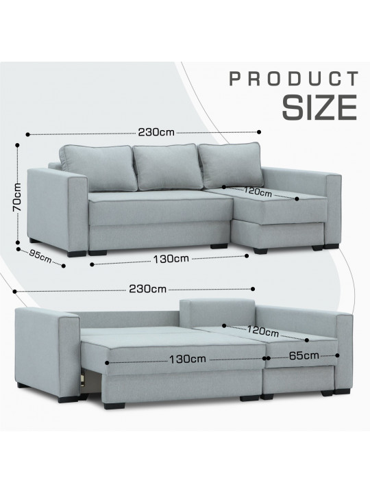 Բազմոց HOBEL CORNER LIZA PLUS D/P GREY SCANDI 18 R (5) 