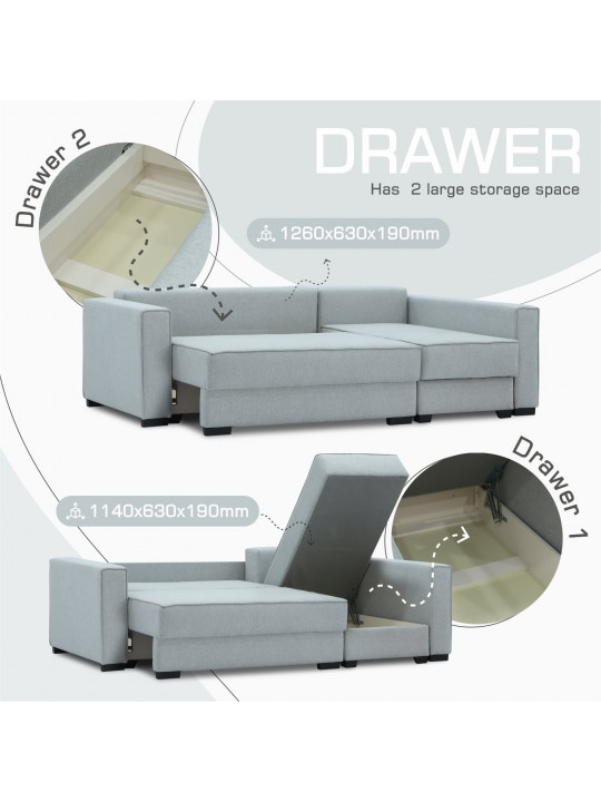 Բազմոց HOBEL CORNER LIZA PLUS D/P GREY SCANDI 18 R (5) 