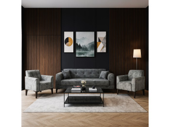 Sofa set HOBEL MARK 3+1+1 LIGHT GREY MONACO 13/ DARK GREY MONACO 15 (3) 