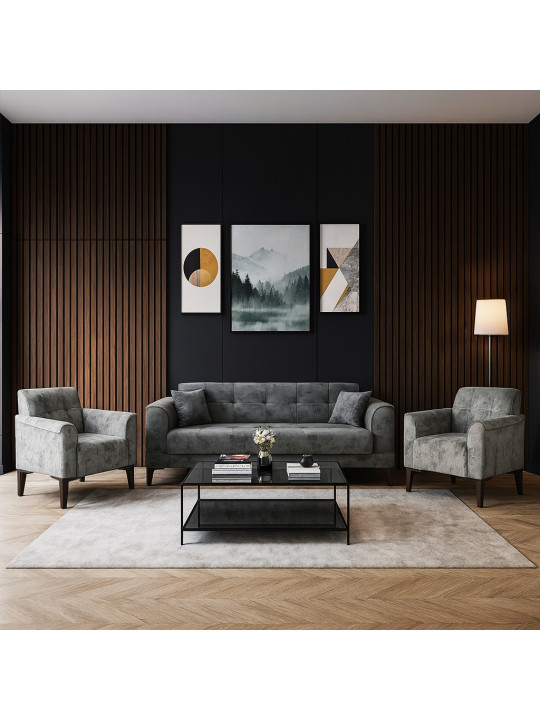 Sofa set HOBEL MARK 3+1+1 LIGHT GREY MONACO 13/ DARK GREY MONACO 15 (3) 