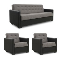 Гарнитур HOBEL MARVEL 3+1+1 F/R BLACK 4503/ DARK GREY MOCASSI 4005 (4) 