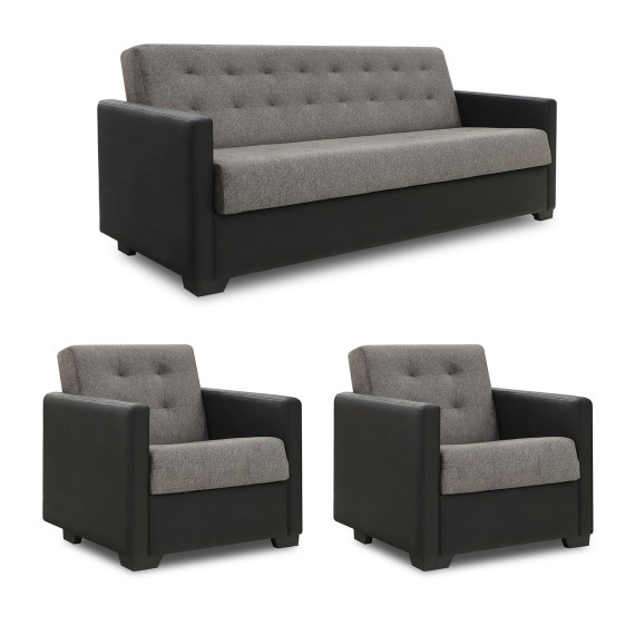 Гарнитур HOBEL MARVEL 3+1+1 F/R BLACK 4503/ DARK GREY MOCASSI 4005 (4) 