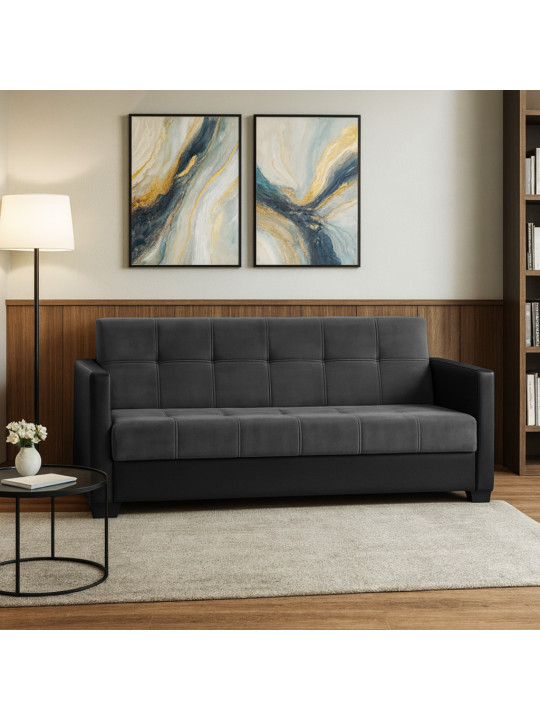 Sofa HOBEL MARVEL ECONOM BLACK 4503/ DARK GREY LEONARDO 15 (2) 
