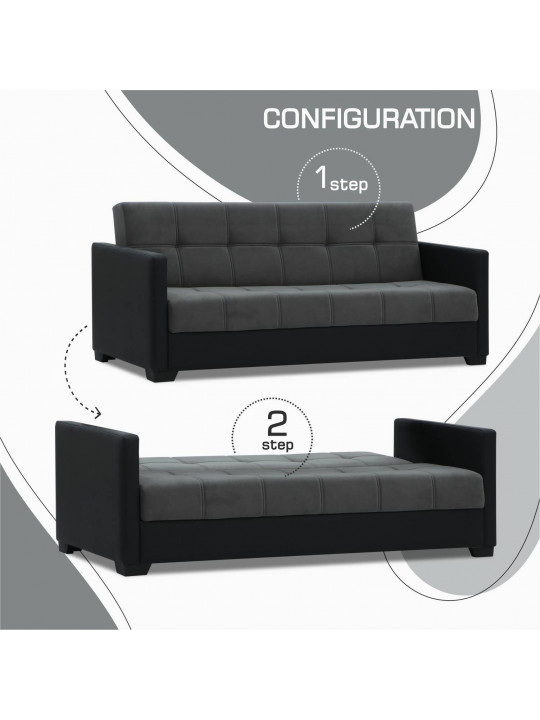 Բազմոց HOBEL MARVEL ECONOM BLACK 4503/ DARK GREY LEONARDO 15 (2) 