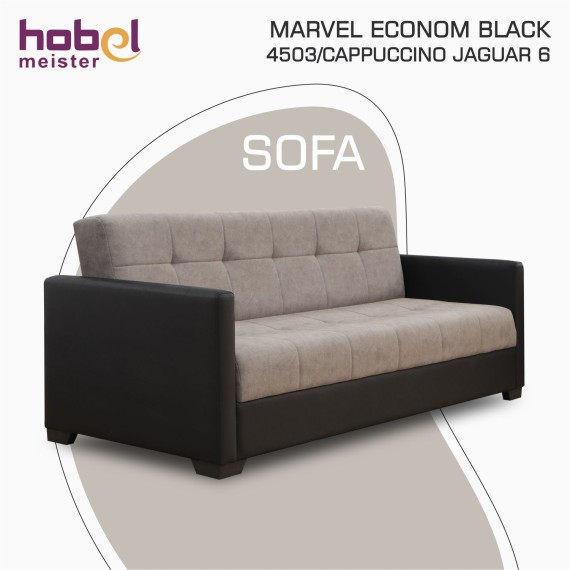 Диван HOBEL MARVEL ECONOM BLACK 4503/CAPPUCCINO JAGUAR 6 (2) 