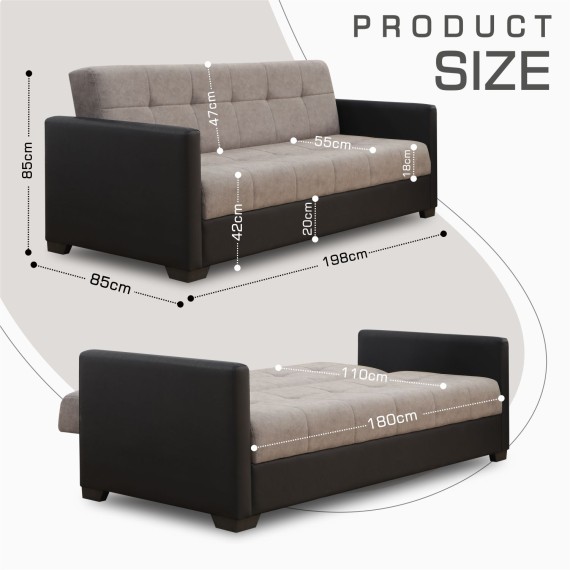 Диван HOBEL MARVEL ECONOM BLACK 4503/CAPPUCCINO JAGUAR 6 (2) 