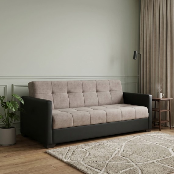 Диван HOBEL MARVEL ECONOM BLACK 4503/CAPPUCCINO JAGUAR 6 (2) 