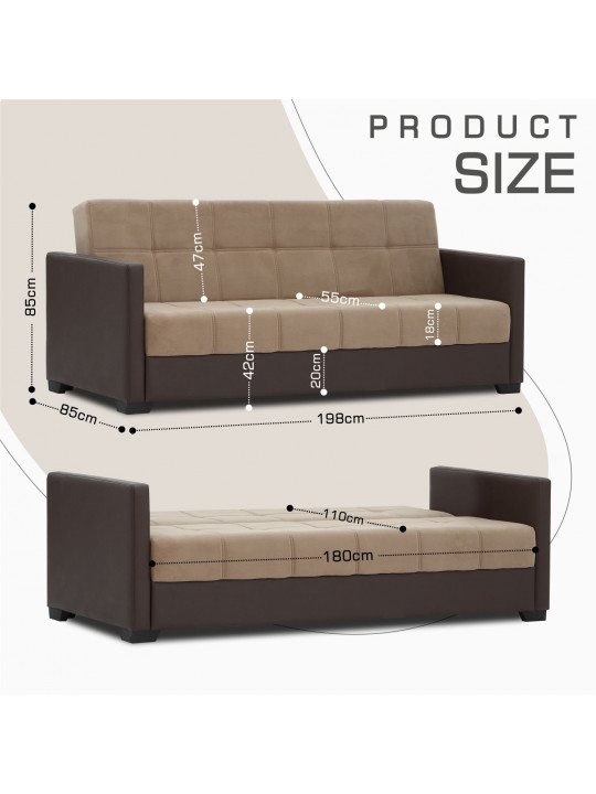 Диван HOBEL MARVEL ECONOM COFFEE V460/BROWN VIVALDI 22 (2) 