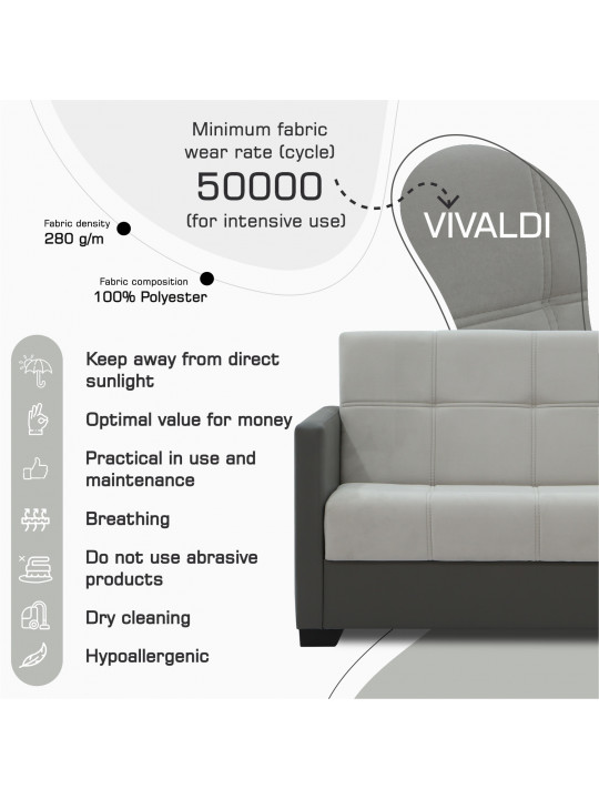 Sofa HOBEL MARVEL ECONOM GRAY V460/ LIGHT GRAY VIVALDI 6 (2) 