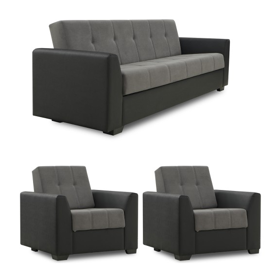 Հավաքածու HOBEL MODERN LUX 3+1+1 F/R BLACK 4503/ DARK GREY LEONARDO 15 (4) 