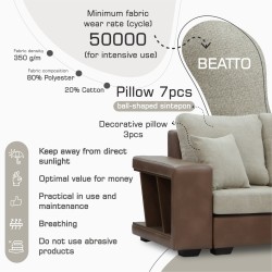 Диван HOBEL NEW CORNER CORONA F/R CAPPUCCINO PHANTOM 12/ LIGHT CREAM BEATTO 1066 R (10) 