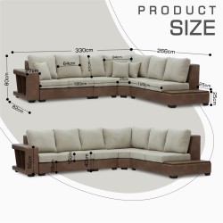 Диван HOBEL NEW CORNER CORONA F/R CAPPUCCINO PHANTOM 12/ LIGHT CREAM BEATTO 1066 R (10) 