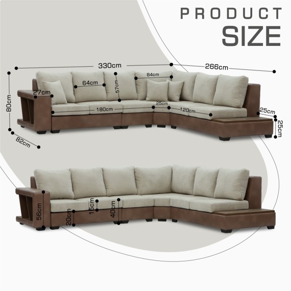 Sofa HOBEL NEW CORNER CORONA F/R CAPPUCCINO PHANTOM 12/ LIGHT CREAM BEATTO 1066 R (10) 