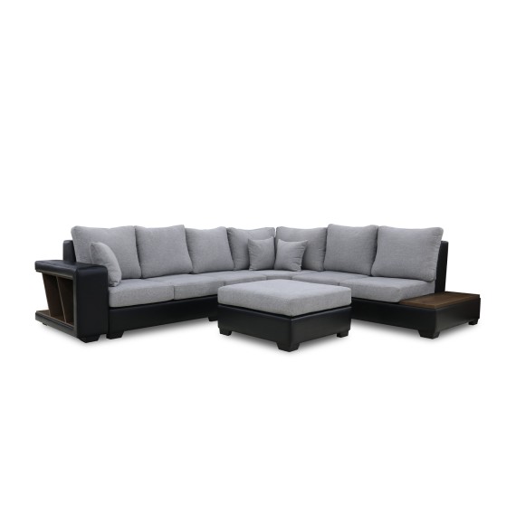 Sofa HOBEL NEW CORNER CORONA F/R BLACK PHANTOM 15/ LIGHT GREY BEATTO 1067 R (10) 