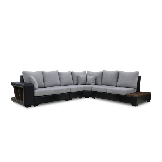 Sofa HOBEL NEW CORNER CORONA F/R BLACK PHANTOM 15/ LIGHT GREY BEATTO 1067 R (10) 