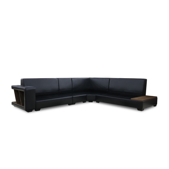 Sofa HOBEL NEW CORNER CORONA F/R BLACK PHANTOM 15/ LIGHT GREY BEATTO 1067 R (10) 