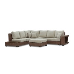 Диван HOBEL NEW CORNER CORONA F/R CAPPUCCINO PHANTOM 12/ LIGHT CREAM BEATTO 1066 L (10) 