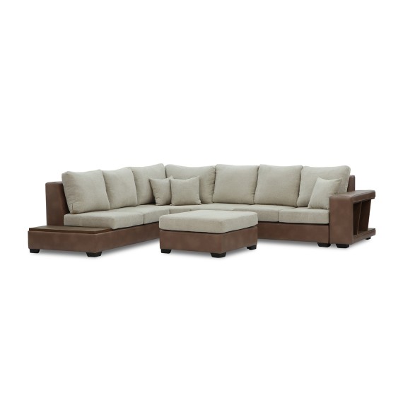 Sofa HOBEL NEW CORNER CORONA F/R CAPPUCCINO PHANTOM 12/ LIGHT CREAM BEATTO 1066 L (10) 
