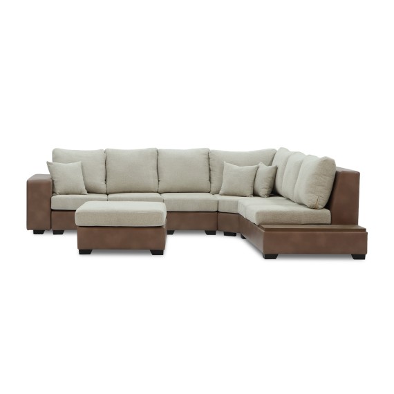 Sofa HOBEL NEW CORNER CORONA F/R CAPPUCCINO PHANTOM 12/ LIGHT CREAM BEATTO 1066 R (10) 