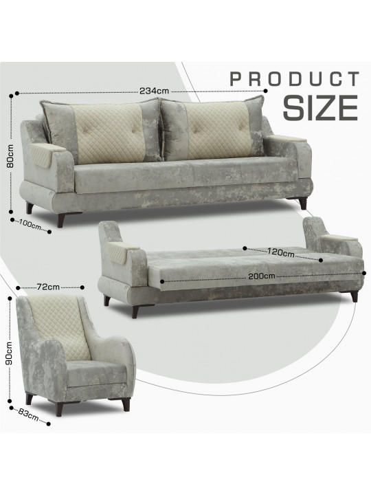 Հավաքածու HOBEL OLIVIA 3+1+1 F/R CAPPUCCINO MONACO 4/BUKLE 4 (4) 