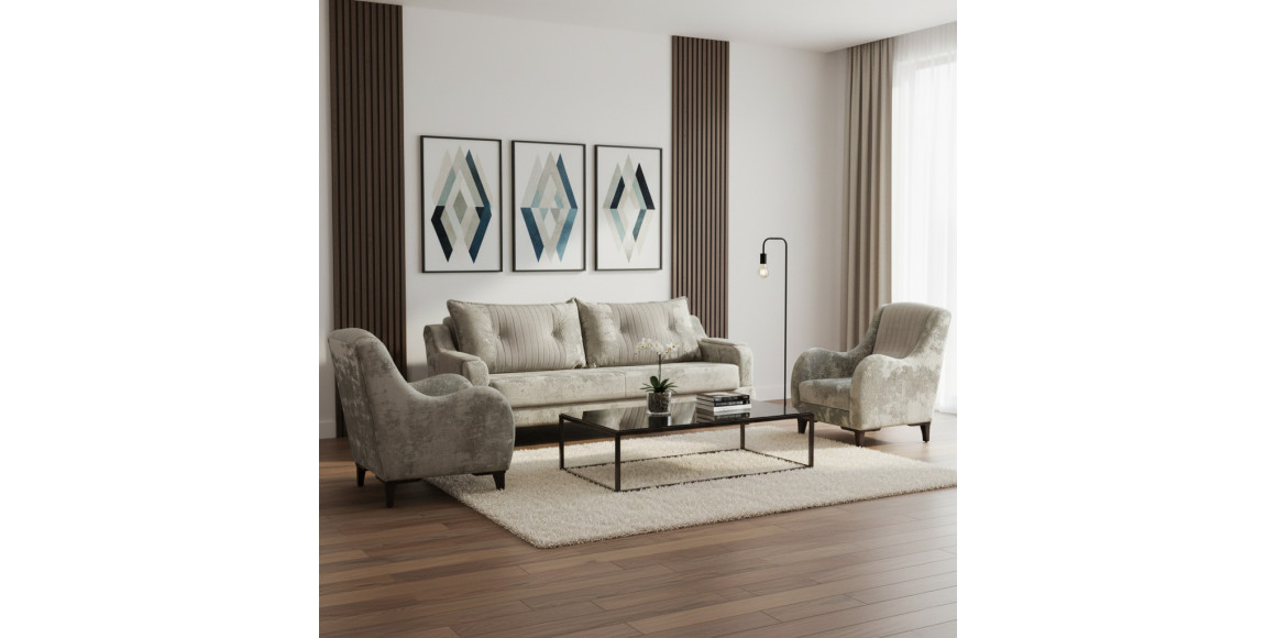 Гарнитур HOBEL OLIVIA 3+1+1 F/R CAPPUCCINO MONACO 4/ELEGANCE6 (4) 