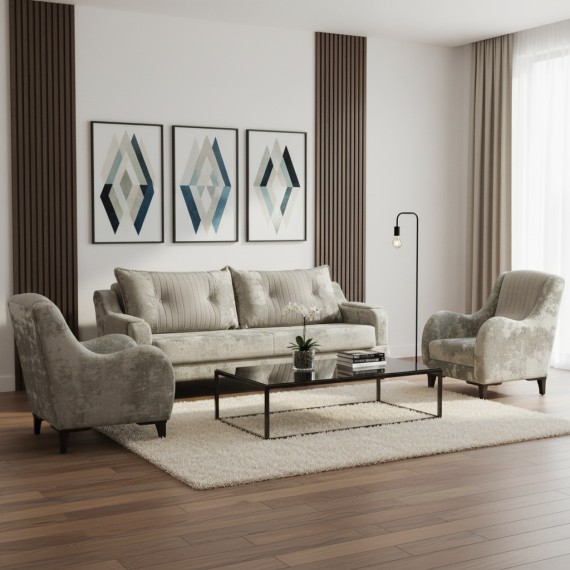 Гарнитур HOBEL OLIVIA 3+1+1 F/R CAPPUCCINO MONACO 4/ELEGANCE6 (4) 