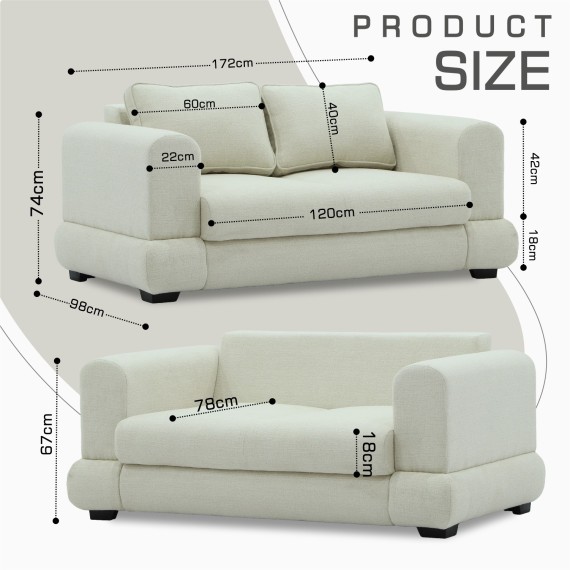 Sofa HOBEL SIDNEY PLUS 2 F/R CREAM BEATTO 1065 (1) 